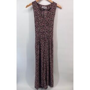 Vintage Anna USA Girls Floral Jumpsuit Size‎ 14y Pink Black Ditsy Wide Leg 90s